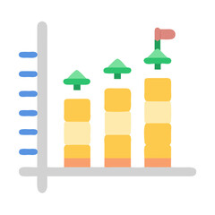 Growth chart showing business goals and achievements reached icon