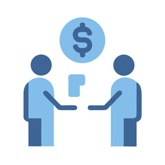 Financial agreement concept with simple abstract figures and dollar sign
