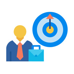 Businessman with briefcase and target achievement illustration flat design