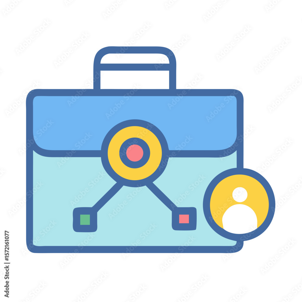 Aufkleber portfolio of business project with people connection networking icon
