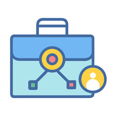 Portfolio of business project with people connection networking icon
