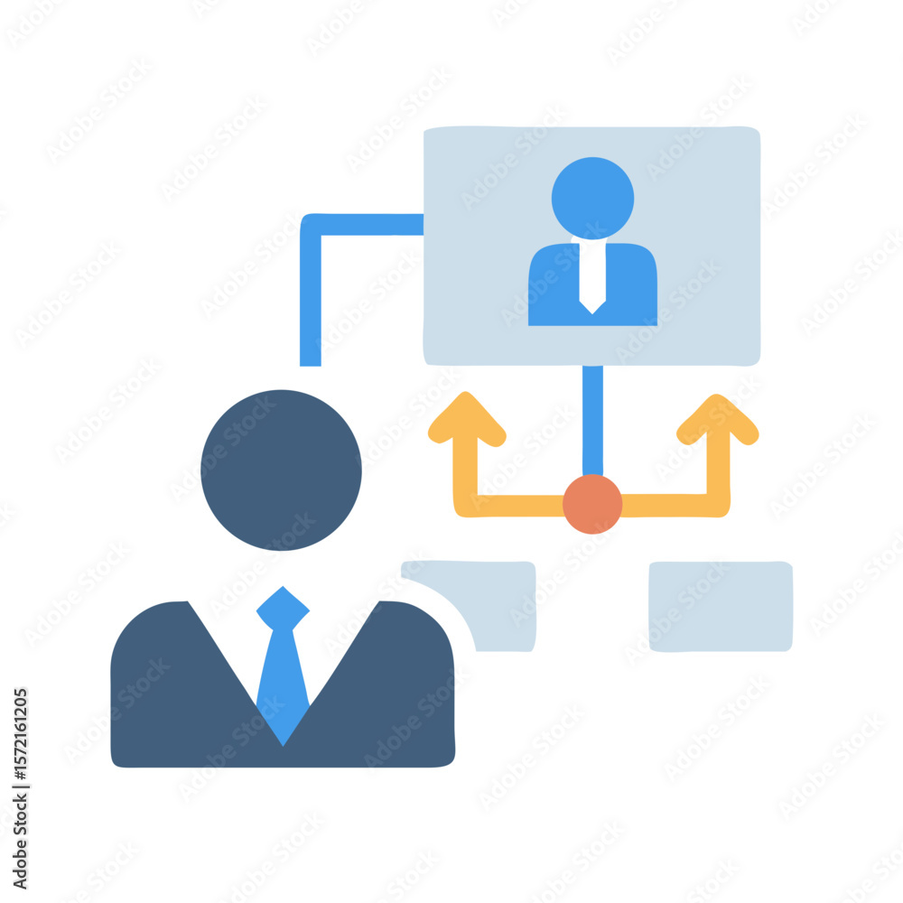 Poster organization chart design showing hierarchy and reporting structure icon