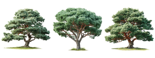 Realistic Tree Illustrations with Transparent Background for Design