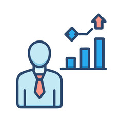 Abstract faceless businessman presenting business growth chart on White