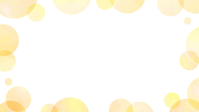 優しい黄色の水彩風水玉フレーム
