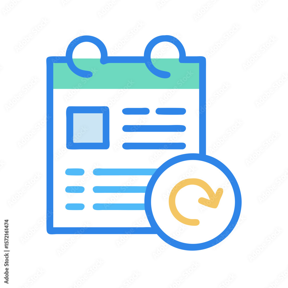 Poster refresh calendar reminder icon in minimalist vector style design