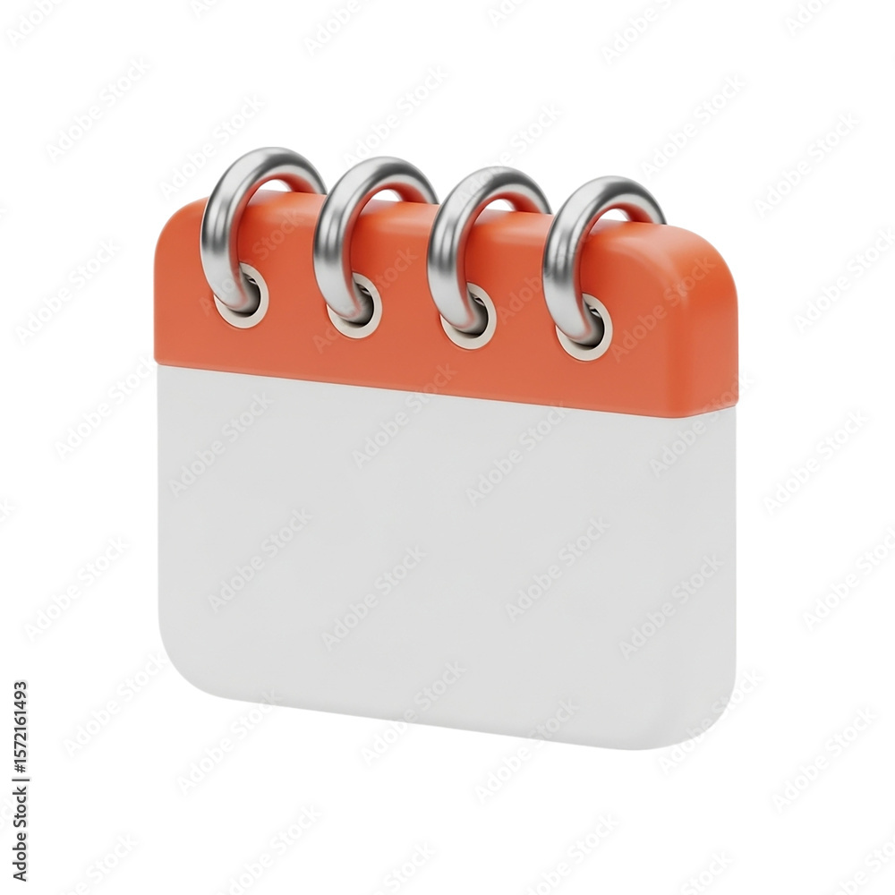 Poster 3d illustration of a 3d render of a simple orange and white desk calendar 3d rendering, conceptual i