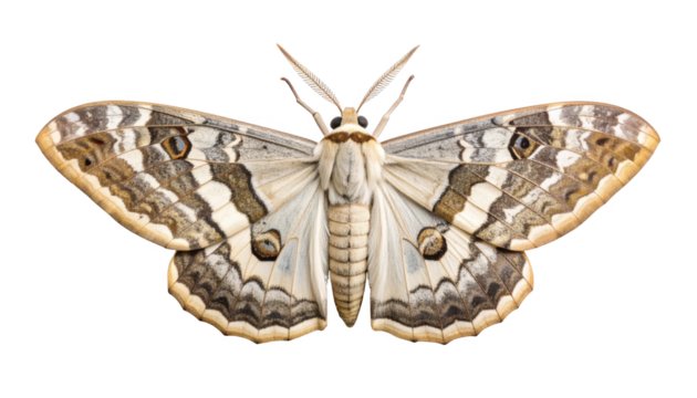 Moth detailed studio shot isolated on transparent background