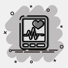 Icon heart rate. Medical elements. Icon in comic style.