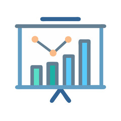 Simple bar graph and data line on presentation screen