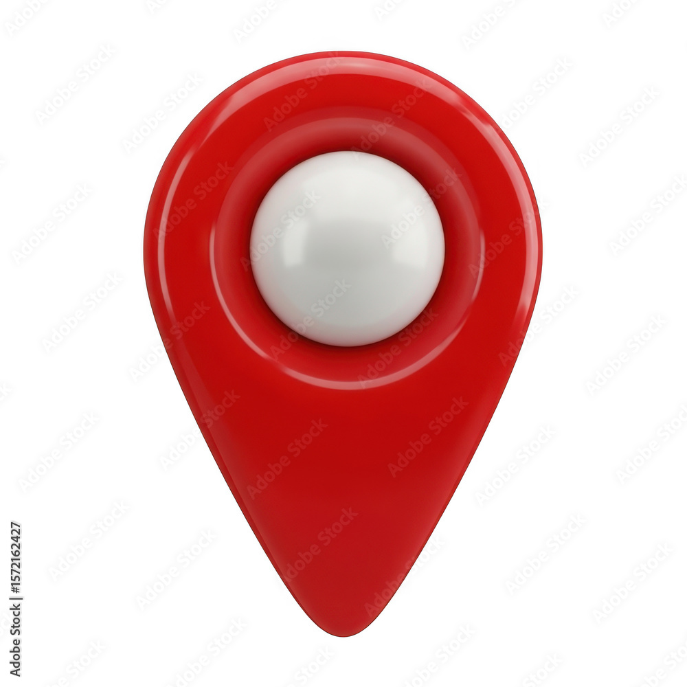 Aufkleber 3d red map pin with white sphere isolated on transparent background