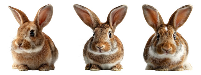 Cute Rabbits Isolated on Transparent Background for Various Designs