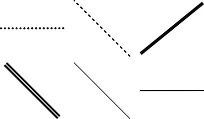 Naklejka premium Vector art of various line styles and patterns, including dotted, dashed, and solid lines isolated on transparent background