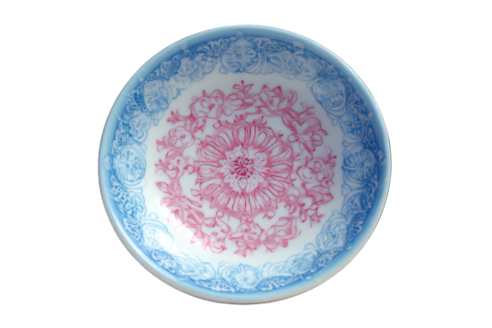 Round dish with floral design