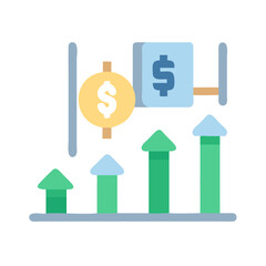 Financial growth chart with dollar symbols in flat design