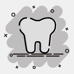 Icon teeth. Medical elements. Icon in comic style.