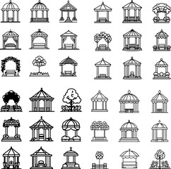gazebo icons, garden gazebo, outdoor gazebo, wooden gazebo, metal gazebo, pavilion icon, backyard gazebo, patio gazebo, hexagonal gazebo, octagonal gazebo, gazebo structure, gazebo roof