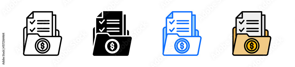 Poster portfolio icon set multiple style collection