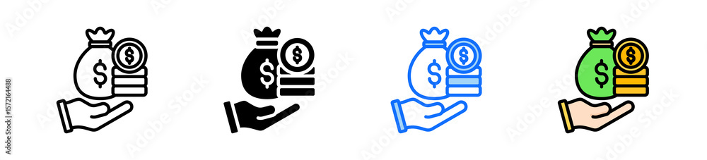 Poster wealth icon set multiple style collection