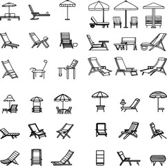 deck chair icons, outdoor chair, folding chair, beach chair, garden chair, patio chair, wooden deck chair, reclining chair, adjustable chair, canvas chair, sun lounger, lounge chair, po