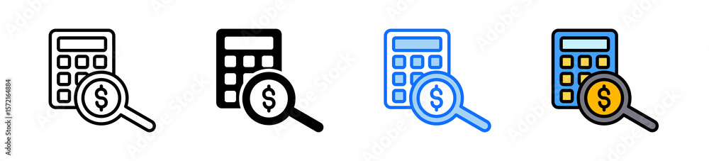 Poster accounting icon set multiple style collection