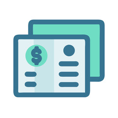 Financial transaction icon displaying accounting and paying statement details