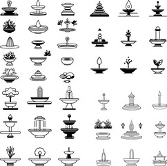water feature icons, garden water feature, outdoor fountain, backyard waterfall, pond feature, water sculpture, decorative water feature, bubbling fountain, cascading water, water strea