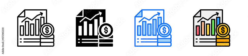 Poster statistics icon set multiple style collection