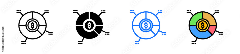 Aufkleber segmentation icon set multiple style collection