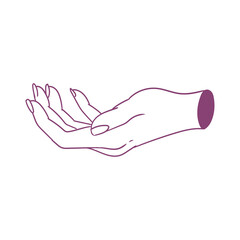Illustration of outstretched hands in a pose of giving, receiving, asking. Original hand-drawn minimalist illustration for posters, cards, and graphic design.