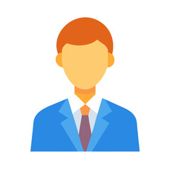 Flat style icon of businessman in suit and tie