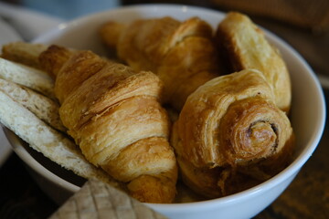 Assorted Toasted Breakfast Pastries on a Plate