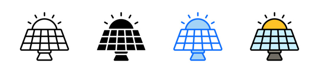Solar Panel Icon Set Multiple Style Collection