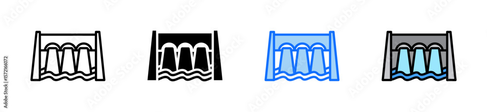 Poster dam icon set multiple style collection