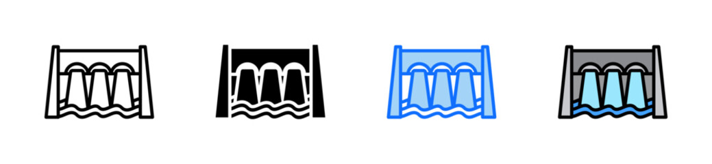 Dam Icon Set Multiple Style Collection