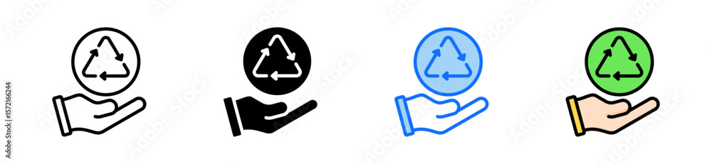 Poster Recycling Icon Set Multiple Style Collection