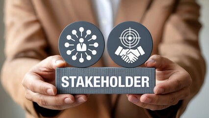 Hands presenting a stakeholder management concept for business engagement
