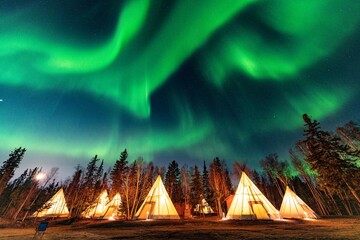 Northern Light, Aurora Borealis over Teepee,Yellowknife, Northwest Territories, Canada © Seongpil Jang