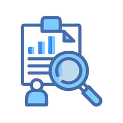 Fototapeta premium Data analysis and business analytics with magnifying glass icon