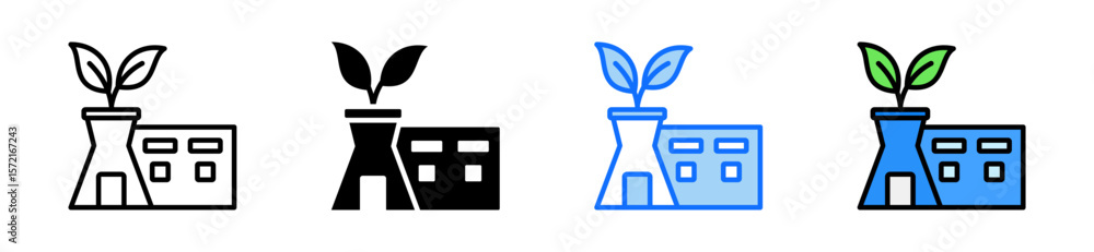 Poster eco factory icon set multiple style collection