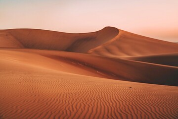 Sunset of Sand Dunes of Ica Desert, Ica, Peru