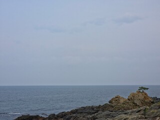 Peaceful natural landscape, sky and sea and clouds calm and beautiful seascape background, Yeongdeok sea, South Korea - 평화로운 자연 풍경, 수평선, 하늘과 바다와 구름 고요하고 아름다운 바다 풍경 배경, 영덕바다, 한국