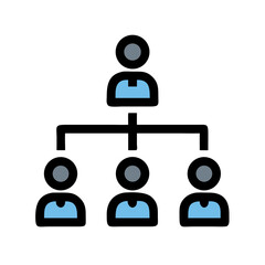 Simple illustration of a hierarchical organizational chart on White