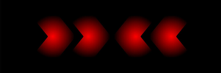 Abstract red arrow direction on black background. Vector illustration, glowing effect. Vector