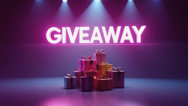 Giveaway text with colorful gift boxes