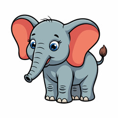 Naklejka premium Cute cartoon elephant illustration for kids coloring pages and animal themed designs vector art drawing