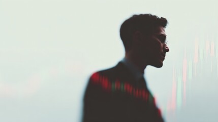 Professional male startup founder analyzing financial graphs on digital screen with focus on technology and investment data in business setting