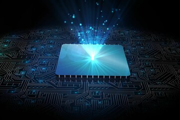 Shiny square on black circuit board