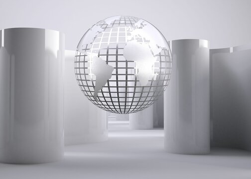 Naklejki Planet on grey abstract background