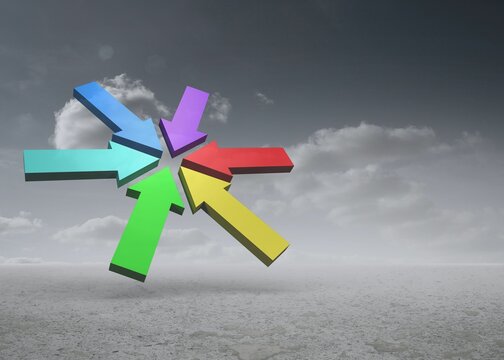 Fototapeta Colorful arrows in a desert landscape